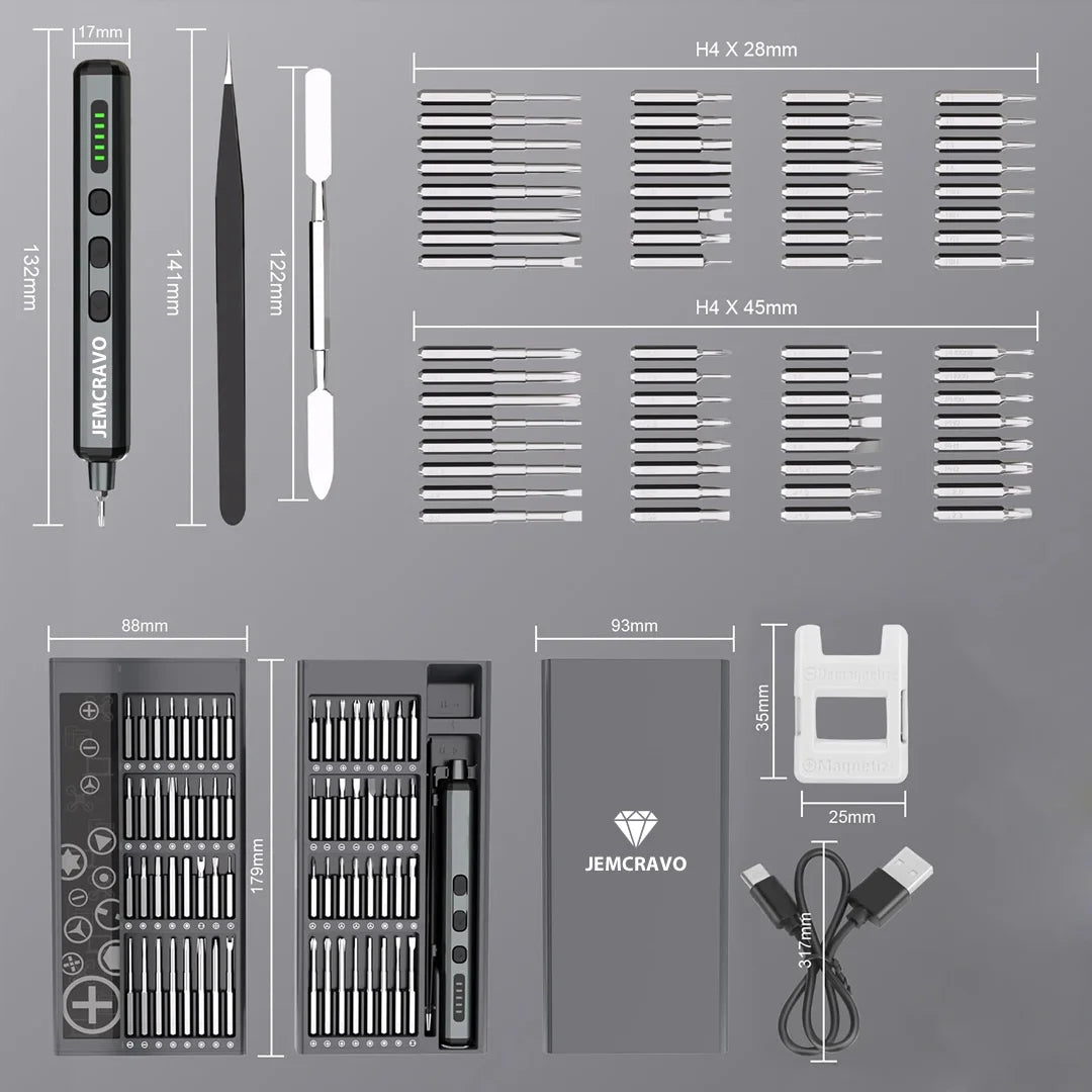 Jemcravo® 68 In 1 Mini Precision Electric Screwdriver Set